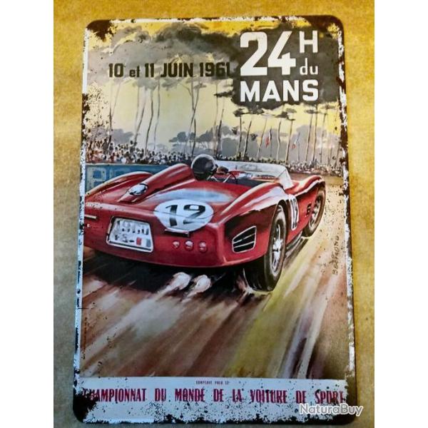 PLAQUE PUBLICITAIRE METAL 24 HEURES DU MANS 1961