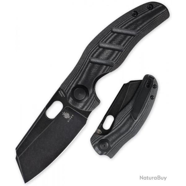 Couteau Kizer Sheepdog C01C Black Lame Acier 154CM Manche Micarta IKBS Linerlock Clip KIV4488C1