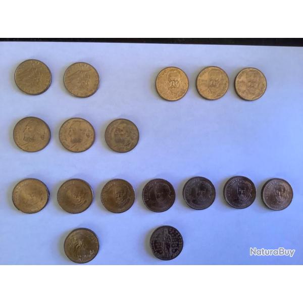 Lot de 17 pi�ces de 10 francs comm�moratives de centenaires, pas de prix de r�serve.