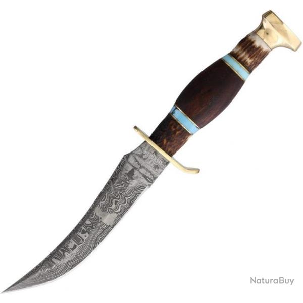 Couteau Marbles Skinner Lame Damas Manche Bois de Chevreuil/Bois Etui Cuir MR490D