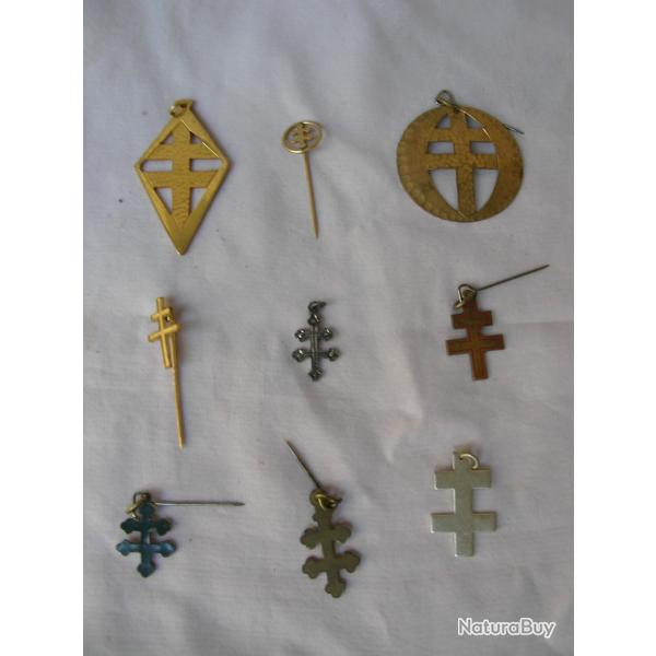 WW2 BROCHE/PENDENTIF FRANCAISE DE CROIX DE LORRAINE " LIB�RATION " 1 AUX CHOIX LOT 2