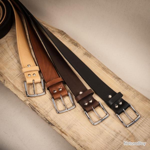 Ceinture avec boucle lyre laiton massif 40 mm Naturel