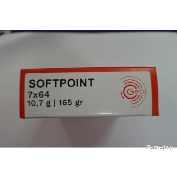 1 BOITE DE 20 BALLES 7X64 GECO SOFTPOINT 10.7G/165GR NEUVE