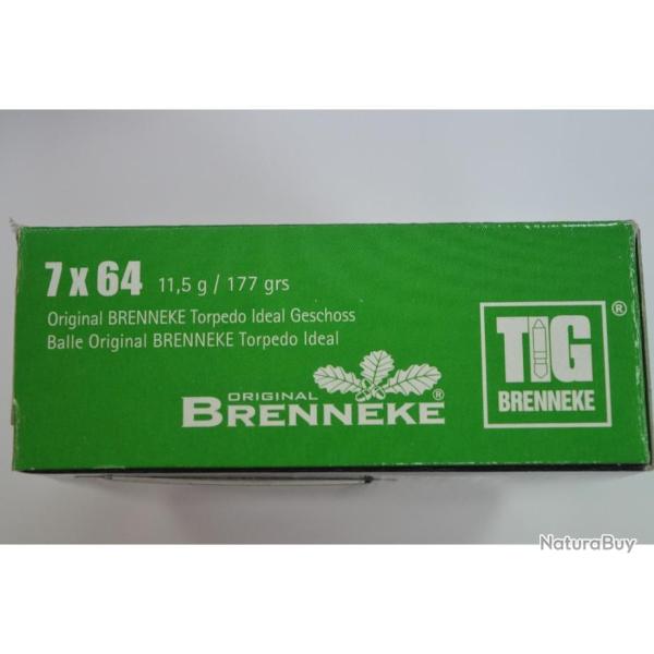 1 BOITE DE 20 BALLES 7X64 BRENNEKE TIG 11.5G/171 GR NEUVE