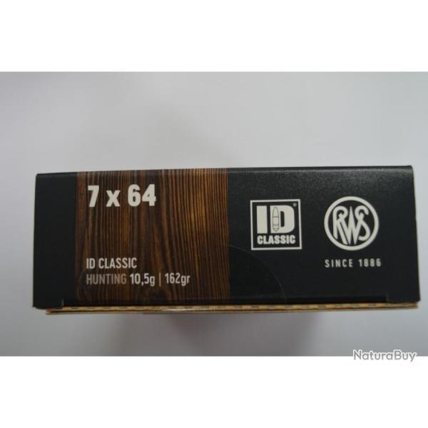 1 BOITE DE 20 BALLES RWS CALIBRE 7X64   ID 10.5g/162gr  NEUVE