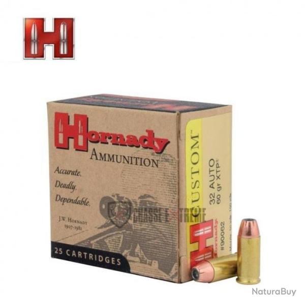 25 Munitions HORNADY Custom Pistol 32 Auto 60 Gr Xtp