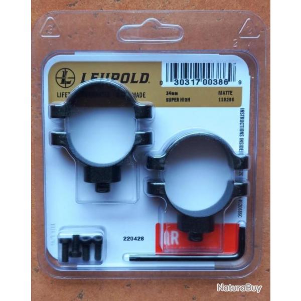 Colliers LEUPOLD QR amovibles Super High diam�tre 34mm matte black