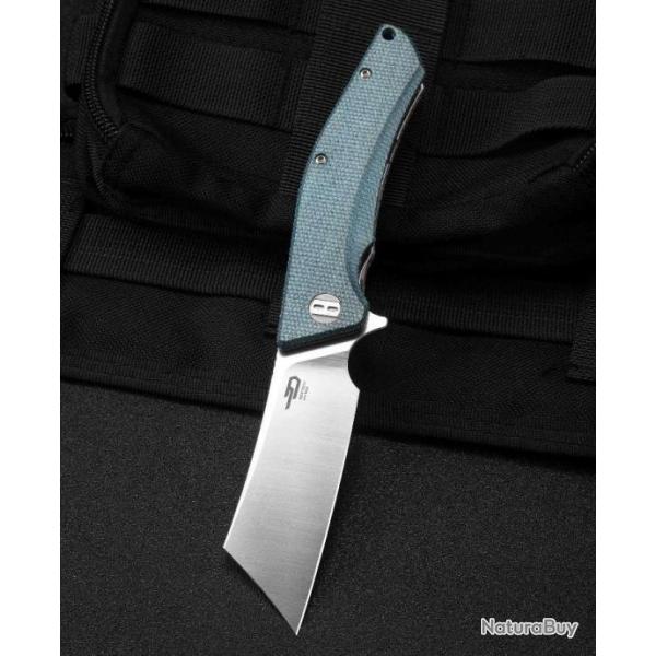 Couteau Bestech Cubis Blue Manche Micarta Lame Acier D2 IKBS Linerlock Clip BTKG42C