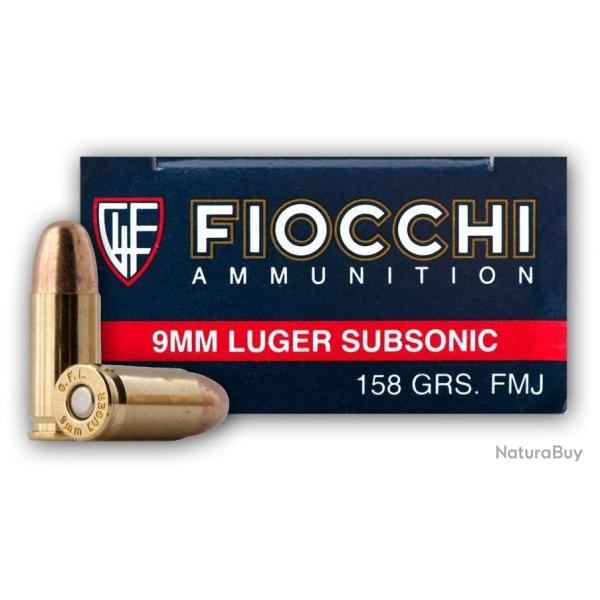 Balles Fiocchi Classique subsonic FMJ 158gr Cal. 9x19 - Lot de 200 munitions