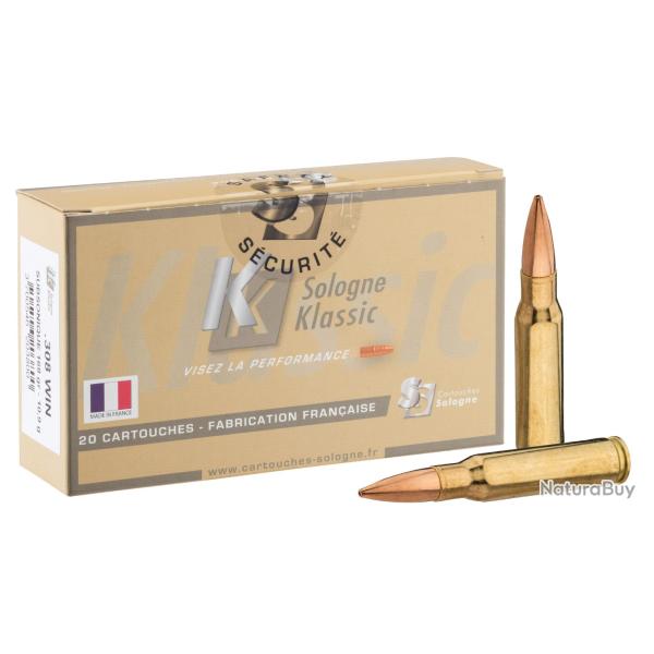 Munitions Sologne Klassic HPBT Subsonique 11g 168gr  - Cal. 308 Win x5 boites