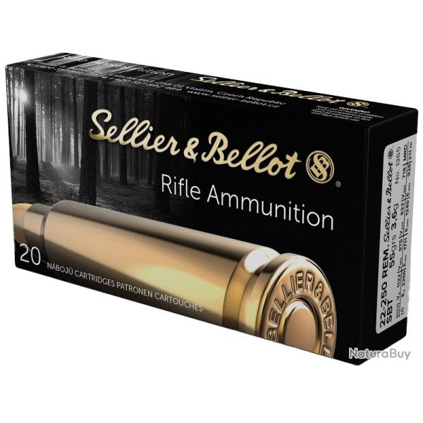 Munition Sellier & Bellot 22-250 Rem. SBT+ 3.6g 55gr x10 boites