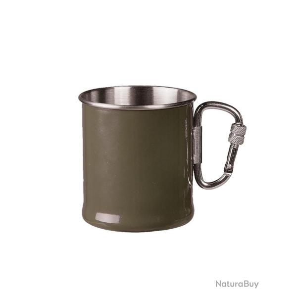 Tasse en acier inoxydable avec anse mousqueton 250ml Kaki
