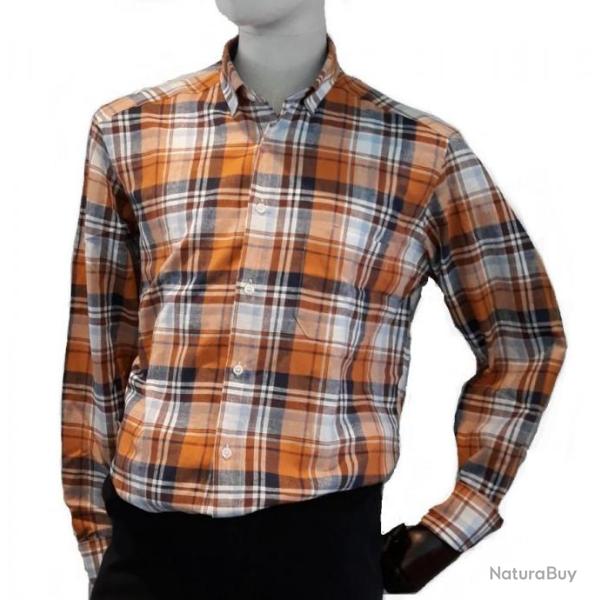 CHEMISE �T� LIN/COTON T3XL CARREAUX ORANGE