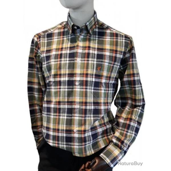 CHEMISE �T� LIN/COTON T3XL CARREAUX VERTS