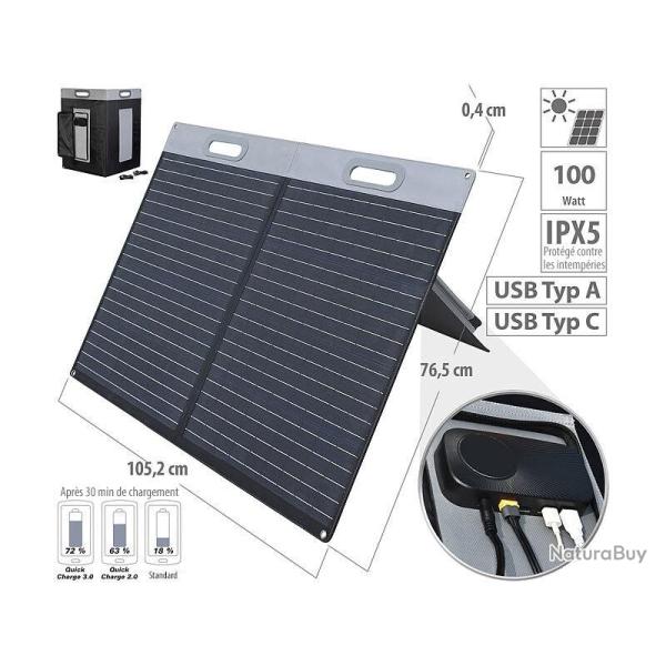 Panneau Solaire Pliable 100W avec Cellules Solaires Monocristallines SPL-210 Revolt