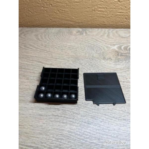 Boite noire pour 25 balles ronde ou ogivale calibre 36 poudre noire