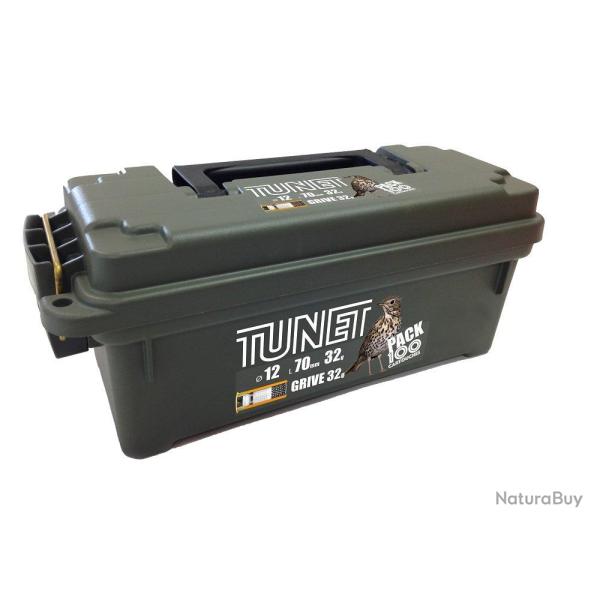 Pack 100 cartouches Tunet grive 32 cal 12 avec bo�te plastique-Plomb 9
