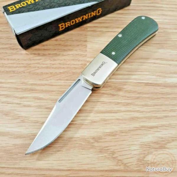 Couteau Browning Steambank Folder Lame Acier 12C27 Manche Micarta BR0475