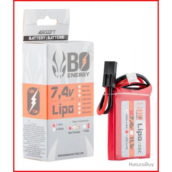 1 STICK BATTERIE LIPO 2S 7.4V 1200MAH 25C PEQ MINI TAMIYA