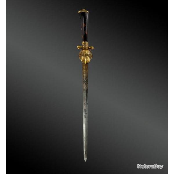 Dague De Chasse Grave De La Devise D'une Famille Belge France XVIIIme