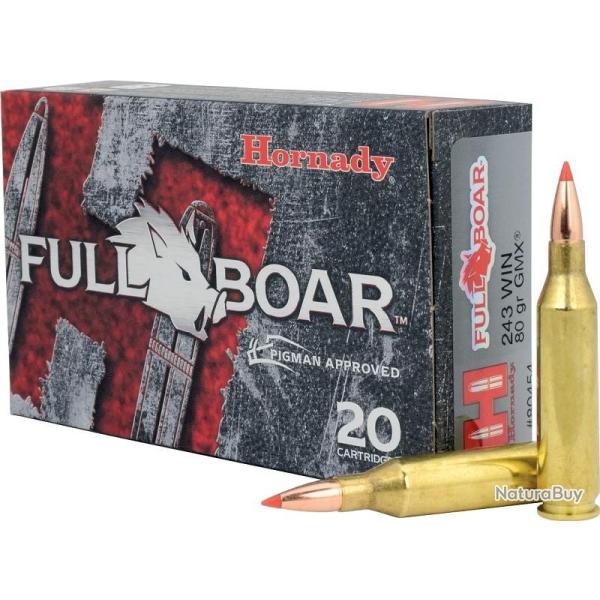 20 Munitions HORNADY Full Boar 243 Win 80 Gr Gmx