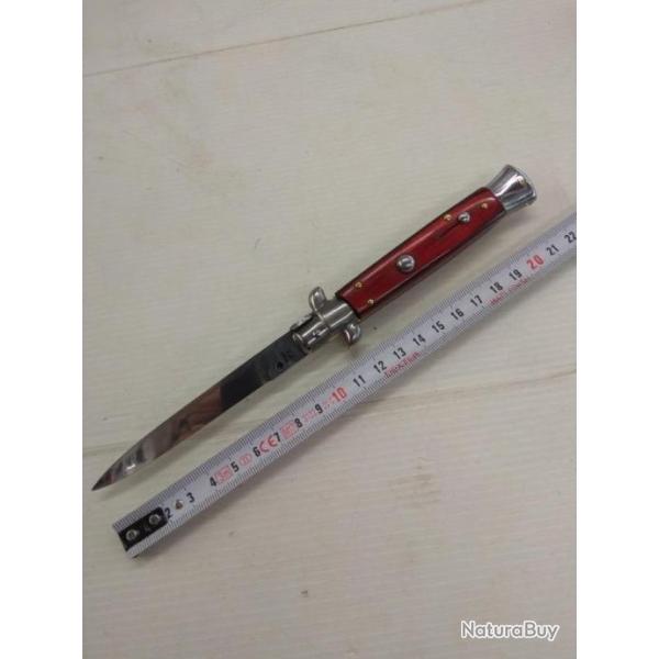 Couteau automatique manche en stamina rouge