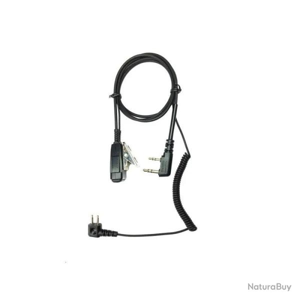 Cable Micro Pour Casque Peltor SportTac Talkie Walkie Midland CT et Kenwood TK