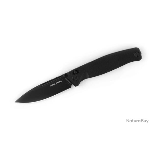 Couteau Real Steel HUGINN Full-Black Manche G10 Lame Acier VG10 Slide Lock Clip RS7652B