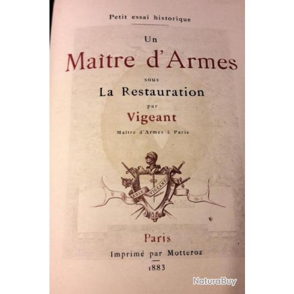 Un ma�tre d'armes sous la restauration - Ars�ne Vigeant - 1883