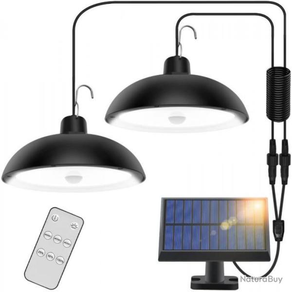Kit de 2 lampes solaires - 360� - Panneau solaire - Campements, camping - Livraison gratuite