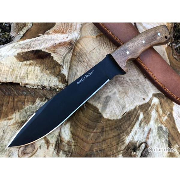 Couteau de Camp - Lame carbone - Manche Noyer