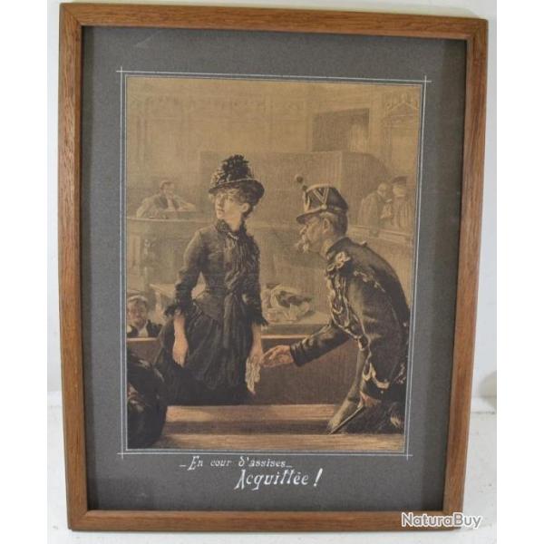 Cadre En cours d'assise Acquite ! Muse de la gendarmerie de Nancy fvrier 1909 sign MICHELET SC