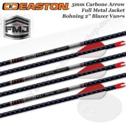 EASTON FMJ Black 5MM Full Metal Jacket Fl&egrave;ches de chasse et tir 3D en carbone chemis&eacute; Alu 500 Fl&egrave;che