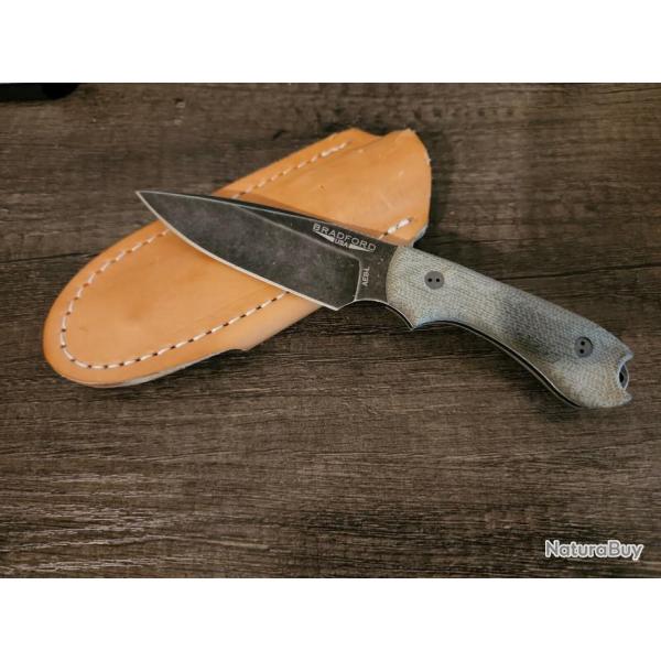 Couteau Bradford Guardian 3 Nimbus 3D OD Green Lame Acier AEB-L Manche Micarta Etui USA BRAD3FE102NA