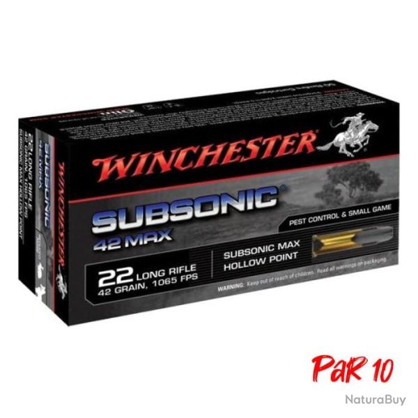 Balles Winchester Subsonic Max Varmint Hollow Point - Cal. 22 LR - 22LR / Par 10 / 42