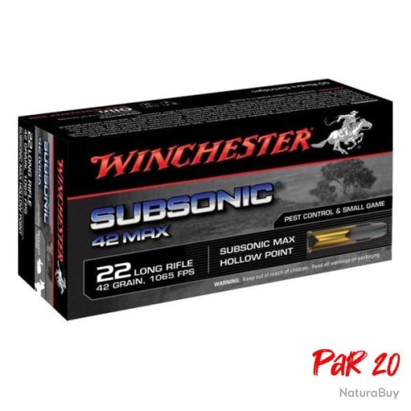 Balles Winchester Subsonic Max Varmint Hollow Point - Cal. 22 LR - 22LR / Par 20 / 42