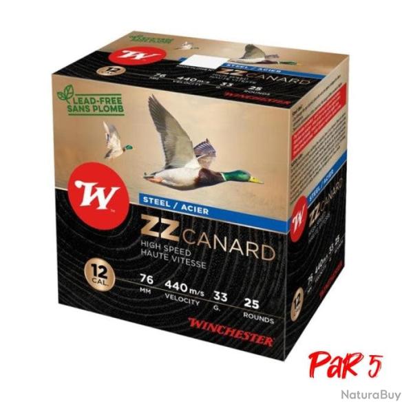 Cartouches Winchester ZZ Canard Acier 33 g Cal. 12 76 Par 1 Par 5