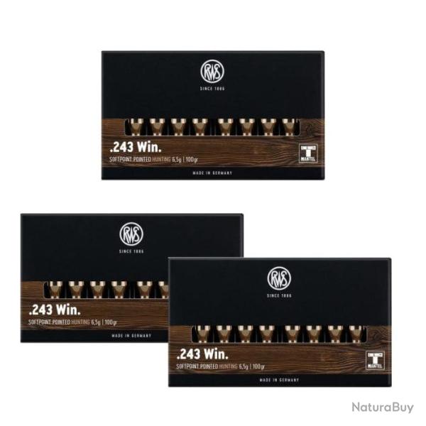 Balles RWS T-Mantel Spitz - Cal. 243 Win - Par 3