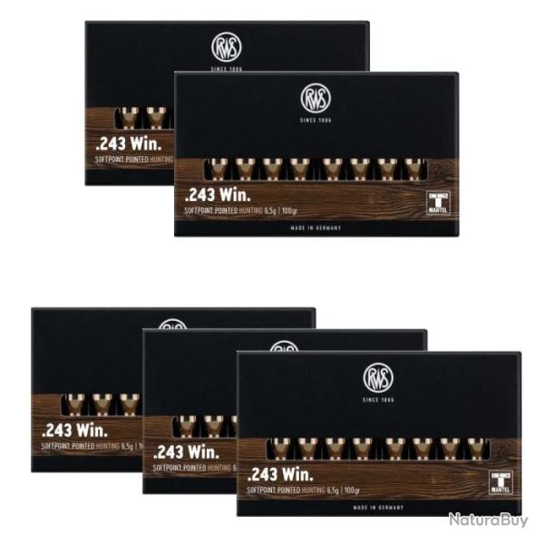 Balles RWS T-Mantel Spitz - Cal. 243 Win - Par 5