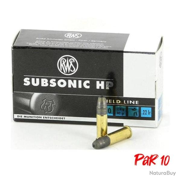 Balles RWS Subsonic Hollow Point - Cal. 22LR - Par 10
