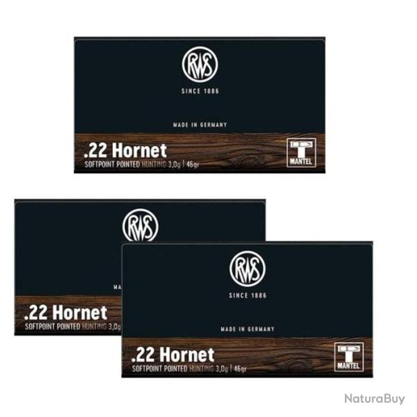 Balles RWS T-Mantel Spitz Soft Point - Cal. 22 Hornet - 22 Hornet / Par 3