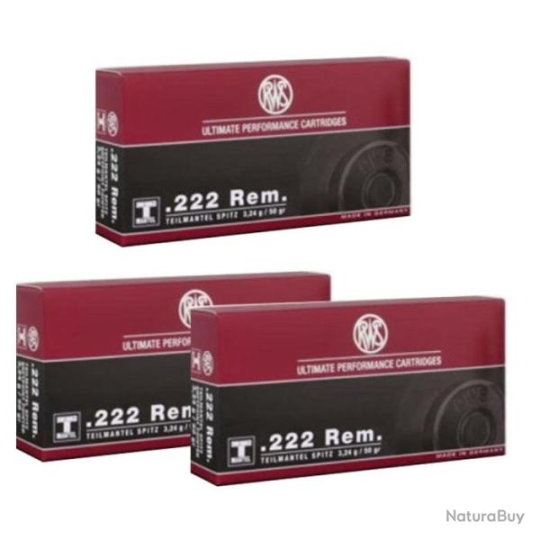 Balles RWS T-Mantel Spitz Soft Point - Cal. 222 Rem - 222 Rem / Par 3