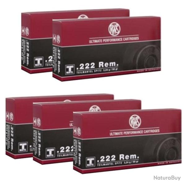 Balles RWS T-Mantel Spitz Soft Point - Cal. 222 Rem - 222 Rem / Par 5