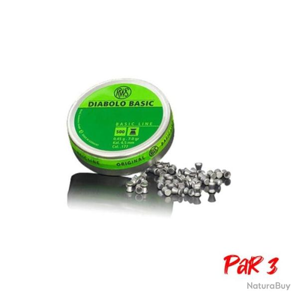 Plombs RWS Diabolo Basic 0.45 g - Cal. 4.5 - Par 3