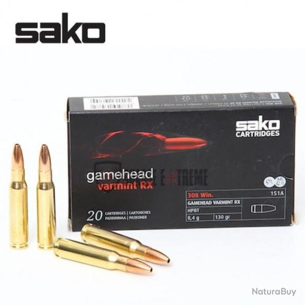 20 Munitions SAKO Gamehead Varmint Rx cal 308 Win 130 Gr