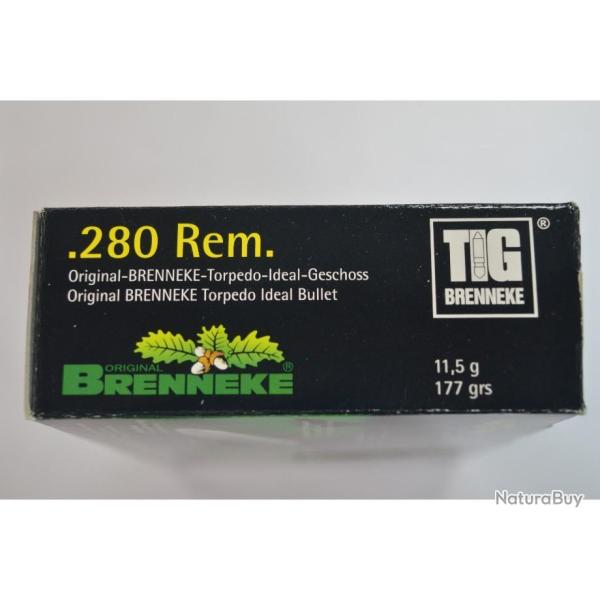 1 BOITES DE 20 BALLES CALIBRE 280 REM BRENNEKE  TIG EN 11.5G / 177 GR NEUVE