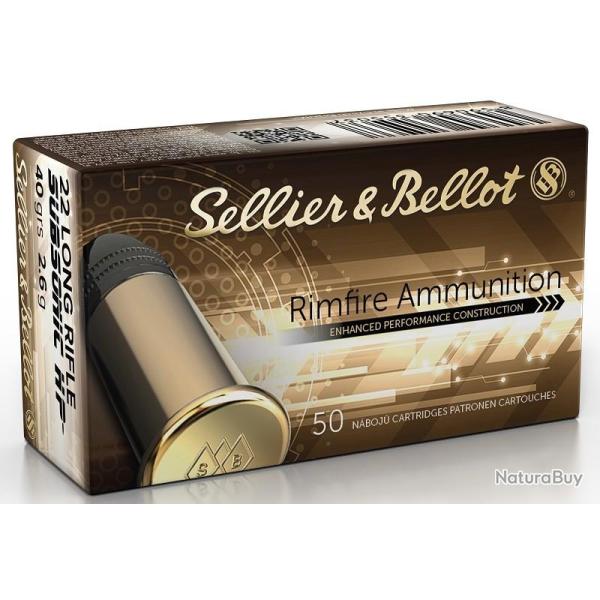 Munitions SELLIER & BELLOT Calibre 22LR SUBSONIC HP 40gr - 2.6g x50