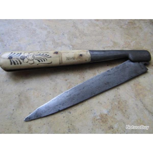 grande belle vendetta  Corse misricorde couteau traditionnel XIX19siecle manche Os 37cm Corsica