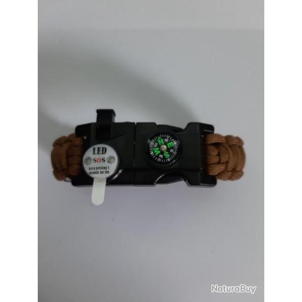 Bracelet de Survie Multifonctionnel Marron