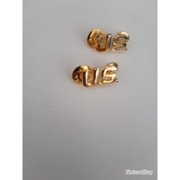 PAIRE D'INSIGNES  METAL US,MODELE OFFICIER